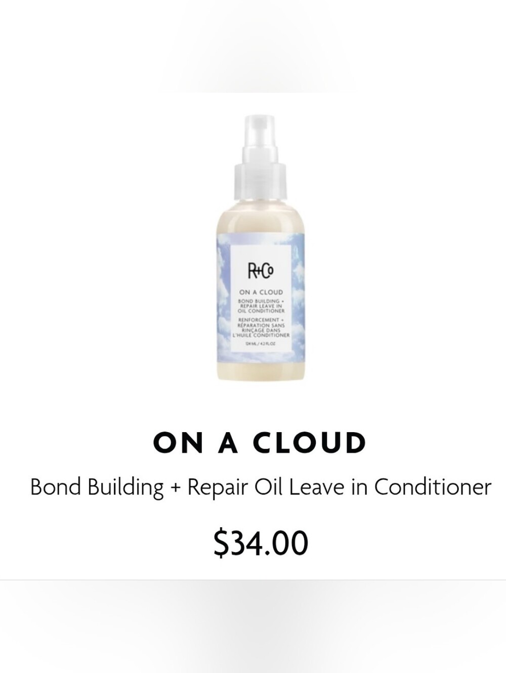 NEW R+Co Oil Repair Splash And Styler Leave-In Spray 4.2 OZ Anti-Frizz